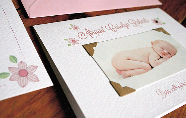 baby thank you card pink photo