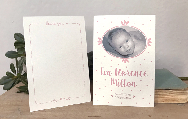 Eva's baby thank you cards