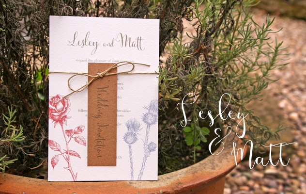 Lesley and Matt's Roase and Thistle Wedding Invitations