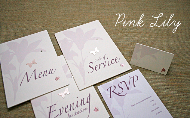 wedding stationery pink lily range classical and elegant design