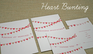 Heart Bunting Wedding Invitation