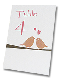 table number cards wedding lovebirds