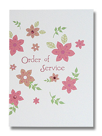 pink flowers order of service wedding stationery