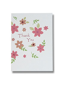 pink floral wedding thank you cards