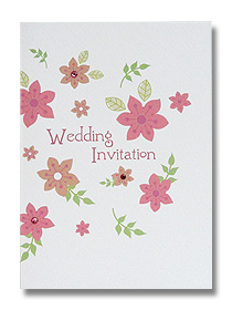 pink flowers wedding invitations
