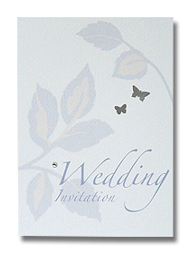 silver leaf wedding invitation soft contemporary print